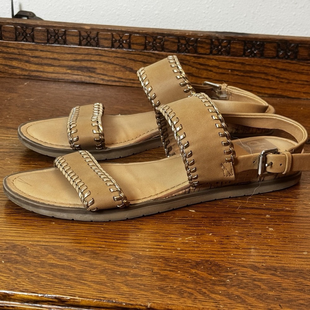 DV Dolce Vita Flint Sandals Womens 9.5 Tan Strappy Buckle
